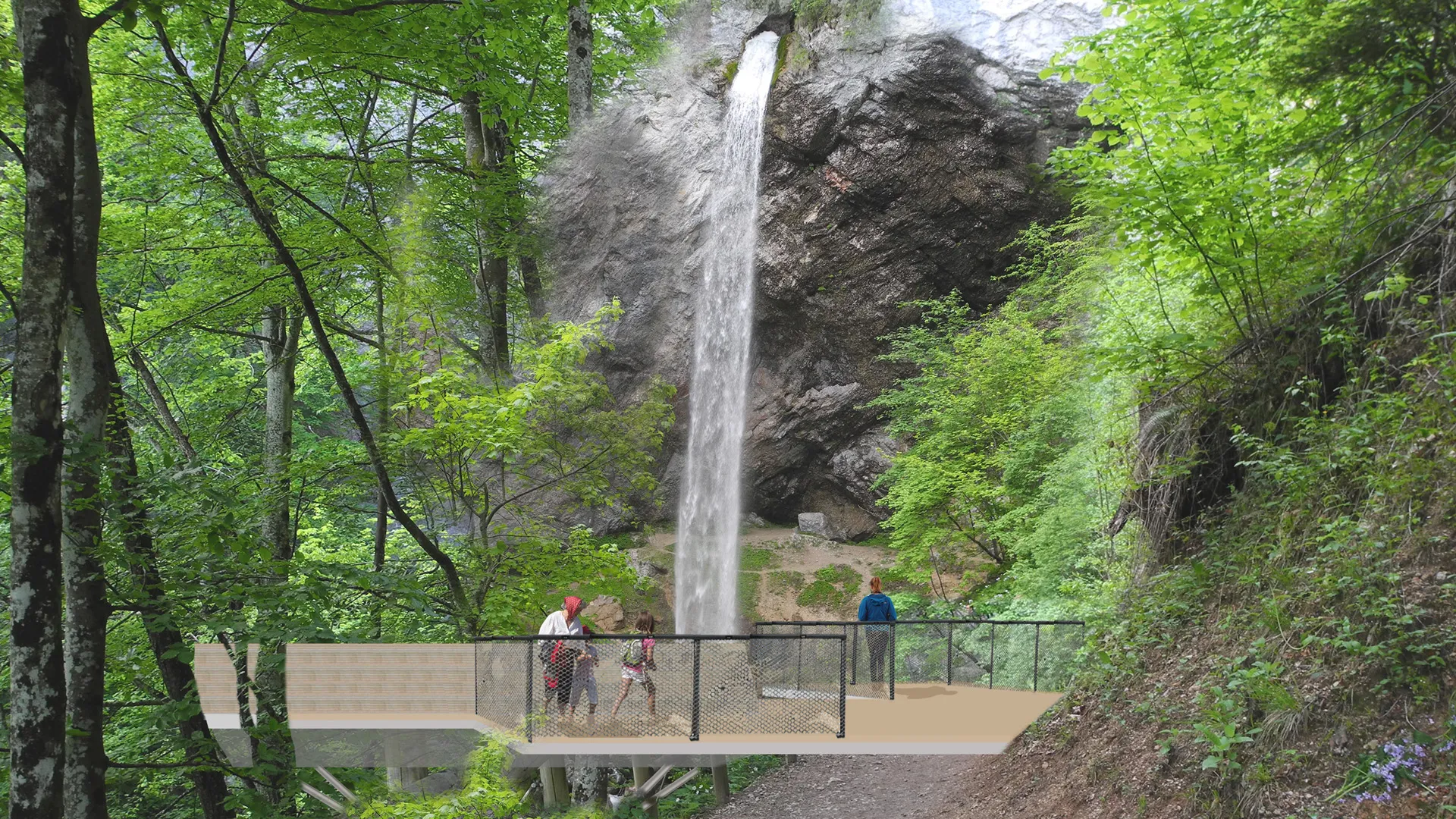 Aussichtsplattform vor dem Wildensteiner Wasserfall